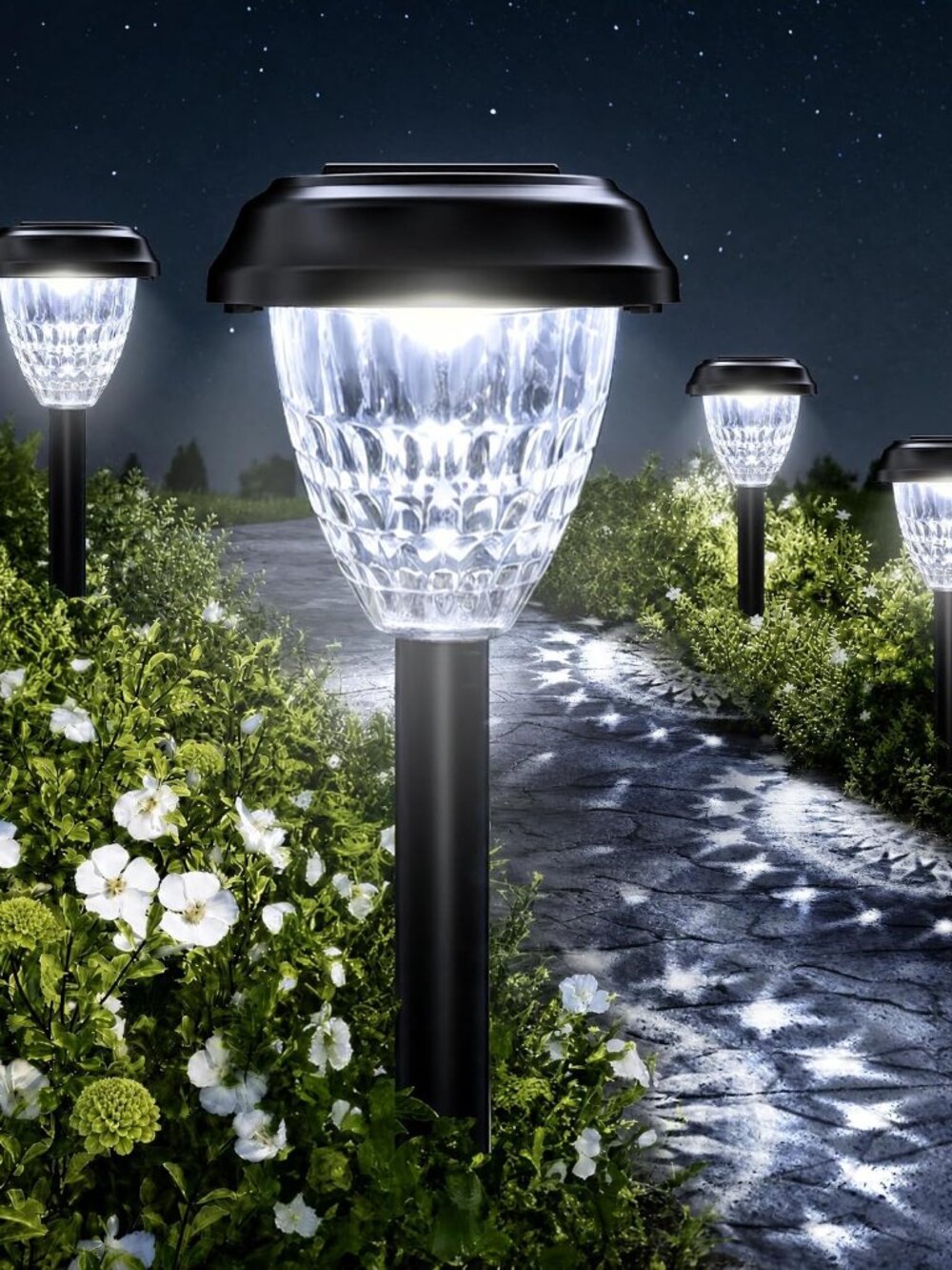 Super Bright Solar Lights Outdoor Waterproof-10 Pack, Dusk to Dawn Up to 12 Hrs